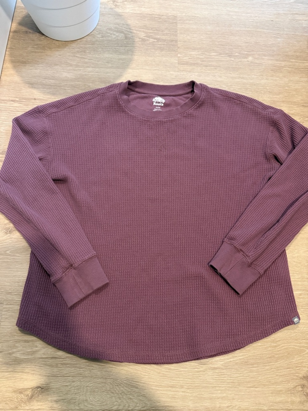 Roots Women's Long Sleeve Waffle Crewneck Sweater - Plum